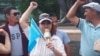 Kazakhstan - Activist Marua Yeskendirova during a protest in Uralsk, June 6 2021. 